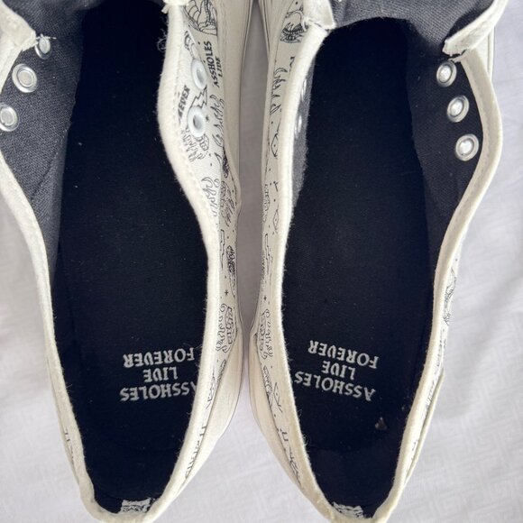 NWT WHITE Size 13 Assholes Live Forever Vans Style Sneakers Skate Shoes - Picture 8 of 10